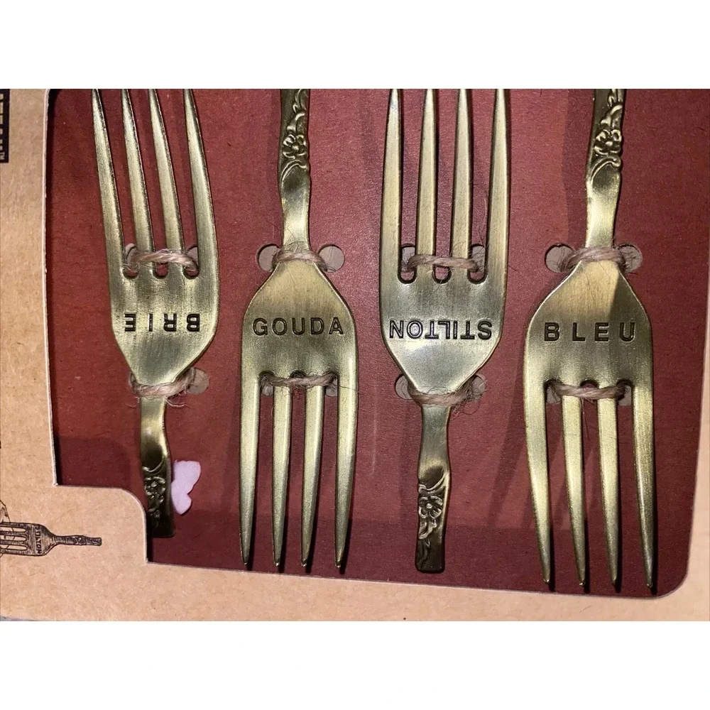 Set 4 Twine Rustic Elegance Chateau Brushed Brass‎ Cheese Markers New